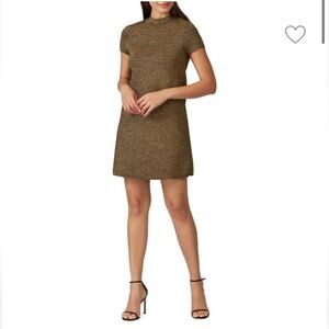 Milly Gold Metallic Sparkle Sequin Shift Dress Size P